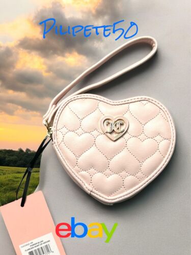 JUICY COUTURE WRISTLET-WALLET ~PINK FLAWLESS HEART ZIP AROUND~SMALL~GOLD HEART
