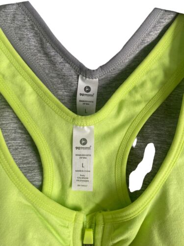 90 Degree By Reflex High Perform. Full Support Sport Bra Set-2~Large~Gray & Lime