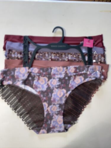 VINCE CAMUTO No Show Hipster Panties XL Microfiber Lace Trim 5 Pack FANCY