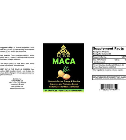 MACA ROOT 100% NATURAL ANDES Ancient Herbal For Sexual Energy & Stamina 90 Caps.