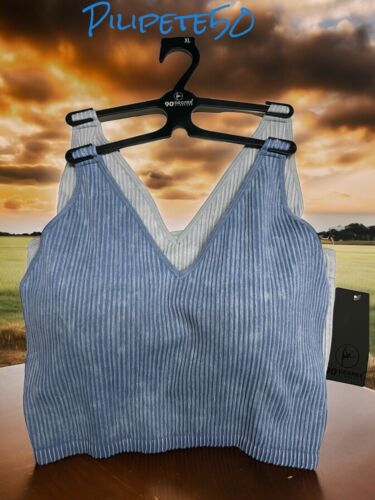 90 Degree By Reflex~Blue/Gray~ Stonewash Seamless Alamo Bra~XLARGE-CUTE