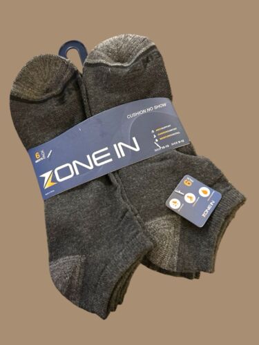 Zone In Athletic Men’s Cushion No Show Socks Supportive Size 10-13 Pack of 6~NWT