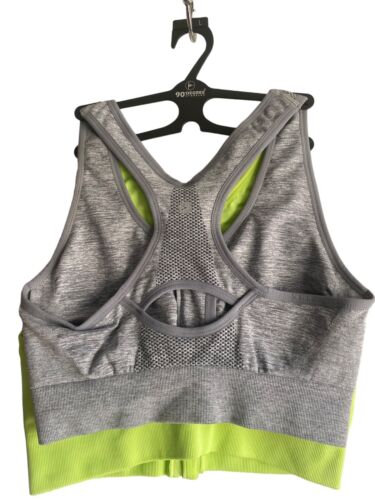 90 Degree By Reflex High Perform. Full Support Sport Bra Set-2~Large~Gray & Lime