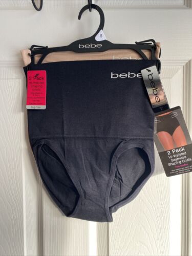 bebe Women’s 2 Pack High-Waisted Microfiber Shaping Briefs~Multicolor~ALL SIZES!