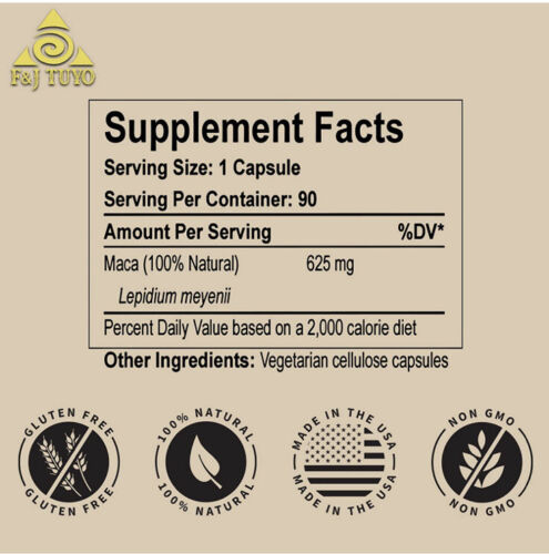 MACA ROOT 100% NATURAL ANDES Ancient Herbal For Sexual Energy & Stamina 90 Caps.