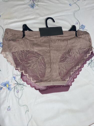 VINCE CAMUTO No Show Hipster Panties XL Microfiber Lace Trim 2 Pack FANCY