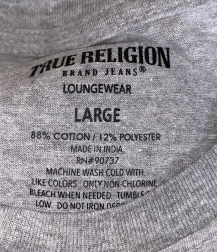 True Religion Tee Shirt  Gray Horseshoe Graphic Loungewear Large "Get It On"!!