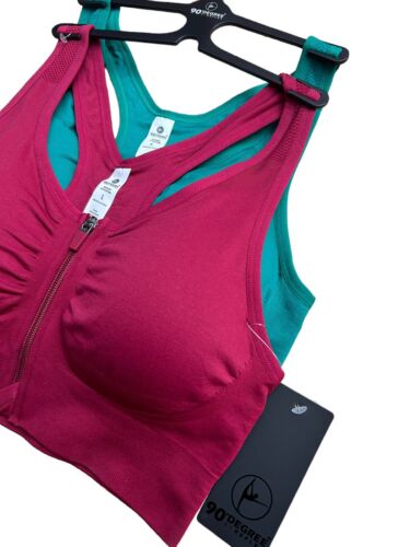 90 Degree By Reflex High Perform. Full Support Sport  Bra Set-Two Large MSRP$58