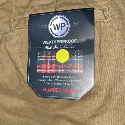 WEATHERPROOF PLEATED FLANNEL MEN'S LINED REGULAR PANTS DARK SAND~ALL SIZES