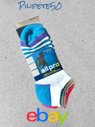 All Pro by GoldToe Women 3-pair Socks -No Show, Bright Neon Colors-Odor Control