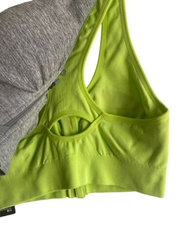 90 Degree By Reflex High Perform. Full Support Sport Bra Set-2~Large~Gray & Lime