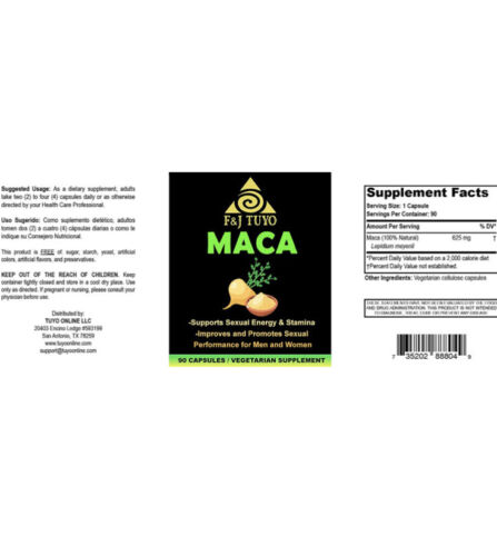 MACA ROOT 100% NATURAL ANDES Ancient Herbal For Sexual Energy & Stamina 90 Caps.