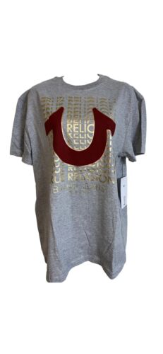 True Religion Tee Shirt  Gray Horseshoe Graphic Loungewear Large "Get It On"!!