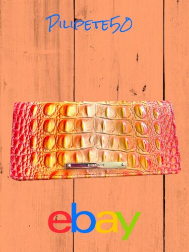 ✨New Women's Brahmin Melbourne Ady Leather Wallet INFUSION OMBRE Orange Genuine!