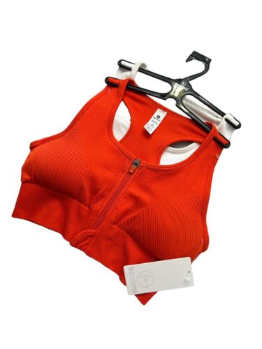 90 Degree By Reflex High Perform. Orang/WHITE Full Sup.-Sport  Bra Set-2 Size. M