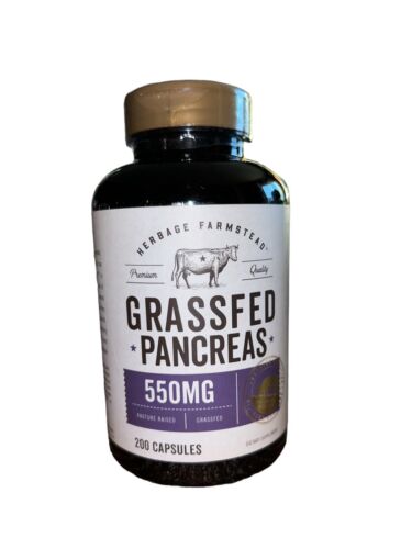 Grassfed Beef Pancreas 550mg 200 Capsules Non-GMO|by Herbage Farmstead~USA Tests