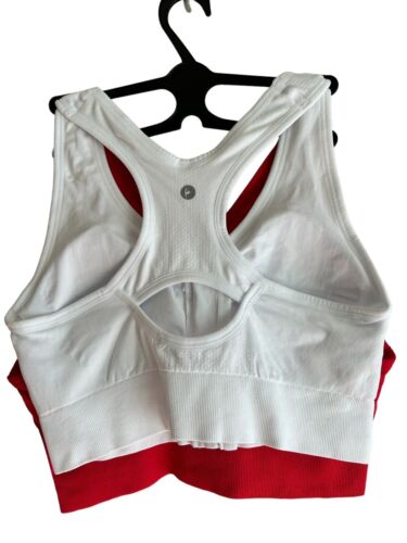 90 Degree By Reflex High Perform. RED/WHITE Full Sup.-Sport  Bra Set-Two Size. M