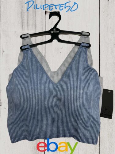 90 Degree By Reflex~Blue/Gray~ Stonewash Seamless Alamo Bra~XLARGE-CUTE