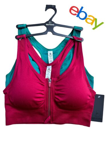 90 Degree By Reflex High Perform. Full Support Sport  Bra Set-Two Large MSRP$58