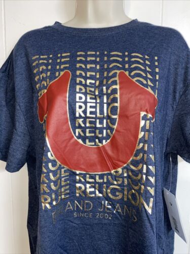 True Religion Tee Shirt Lounge Ware Dark Blue with True Religion Logo