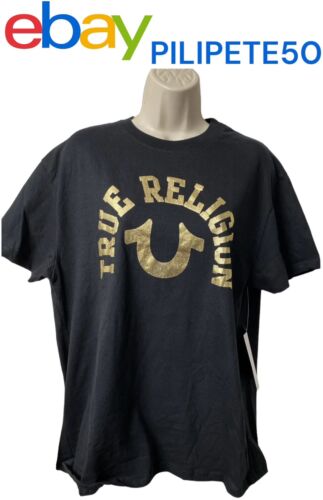 True Religion T-Shirt Gold Horse Shoe Black~Blend Cotton~Multicolor~All Sizes