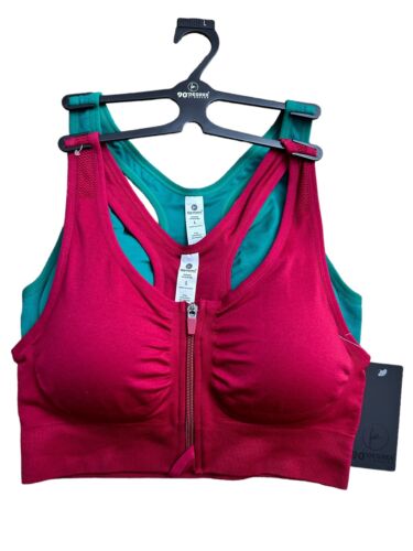 90 Degree By Reflex High Perform. Full Support Sport  Bra Set-Two Large MSRP$58