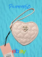 JUICY COUTURE WRISTLET-WALLET ~PINK FLAWLESS HEART ZIP AROUND~SMALL~GOLD HEART