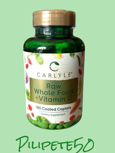 Carlyle Raw Whole Foods VIT C | 180 Coated Caplets | Dietary Supplement | Vegan,