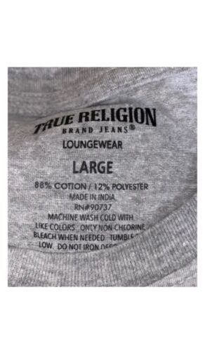 True Religion Tee Shirt  Gray Horseshoe Graphic Loungewear Large "Get It On"!!