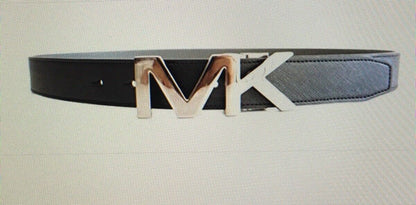 MICHAEL KORS BELT BLACK/GRAY REVERSIBLE SILVER BUCKLE UNISEX MSRP $88.00