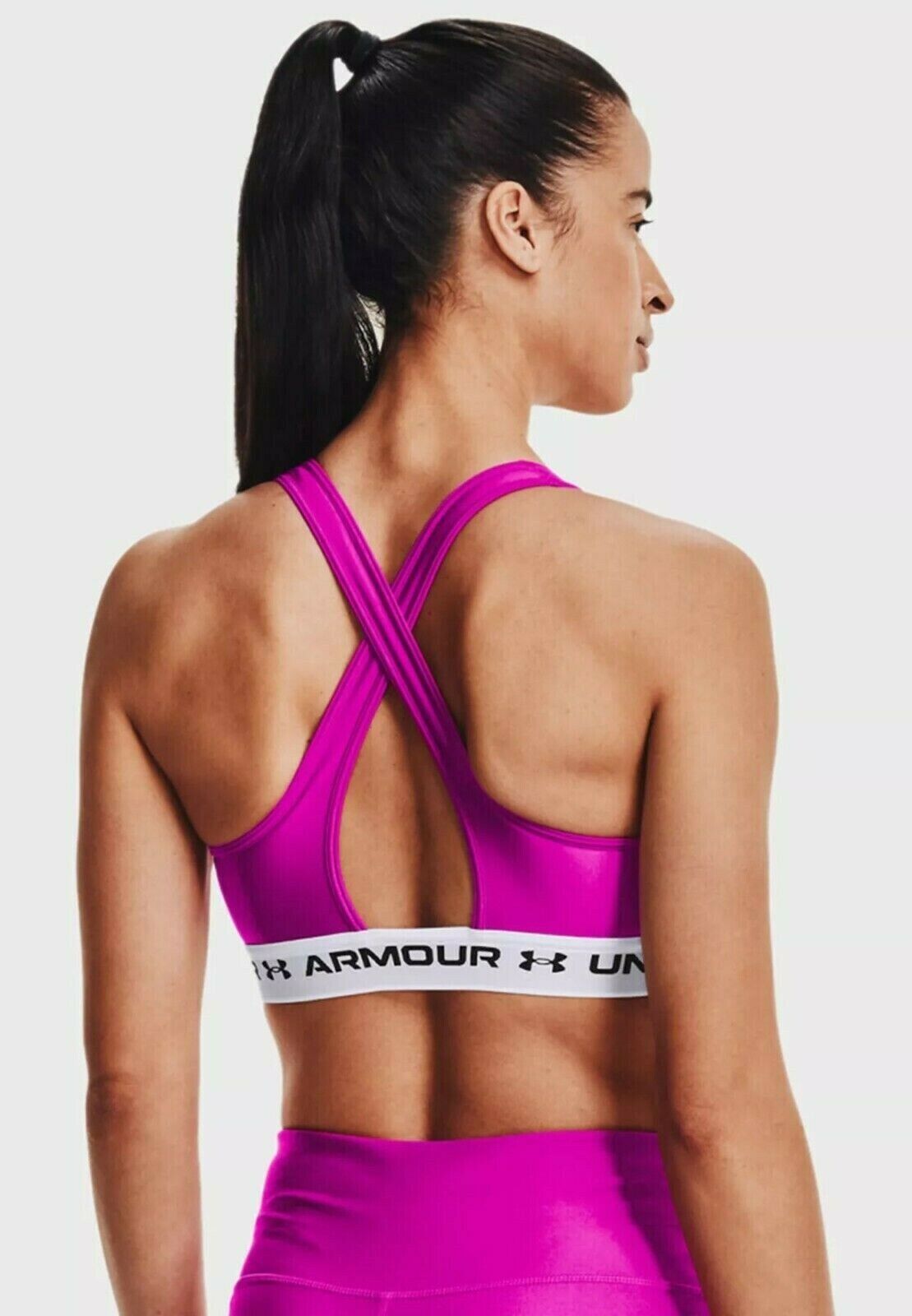 Under Armour Mid Crossback Sports Bra Women's Meteor Pink Sportswear Activewear