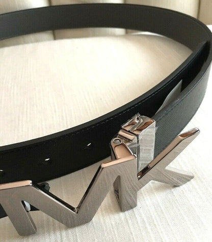 MICHAEL KORS BELT BLACK/GRAY REVERSIBLE SILVER BUCKLE UNISEX MSRP $88.00