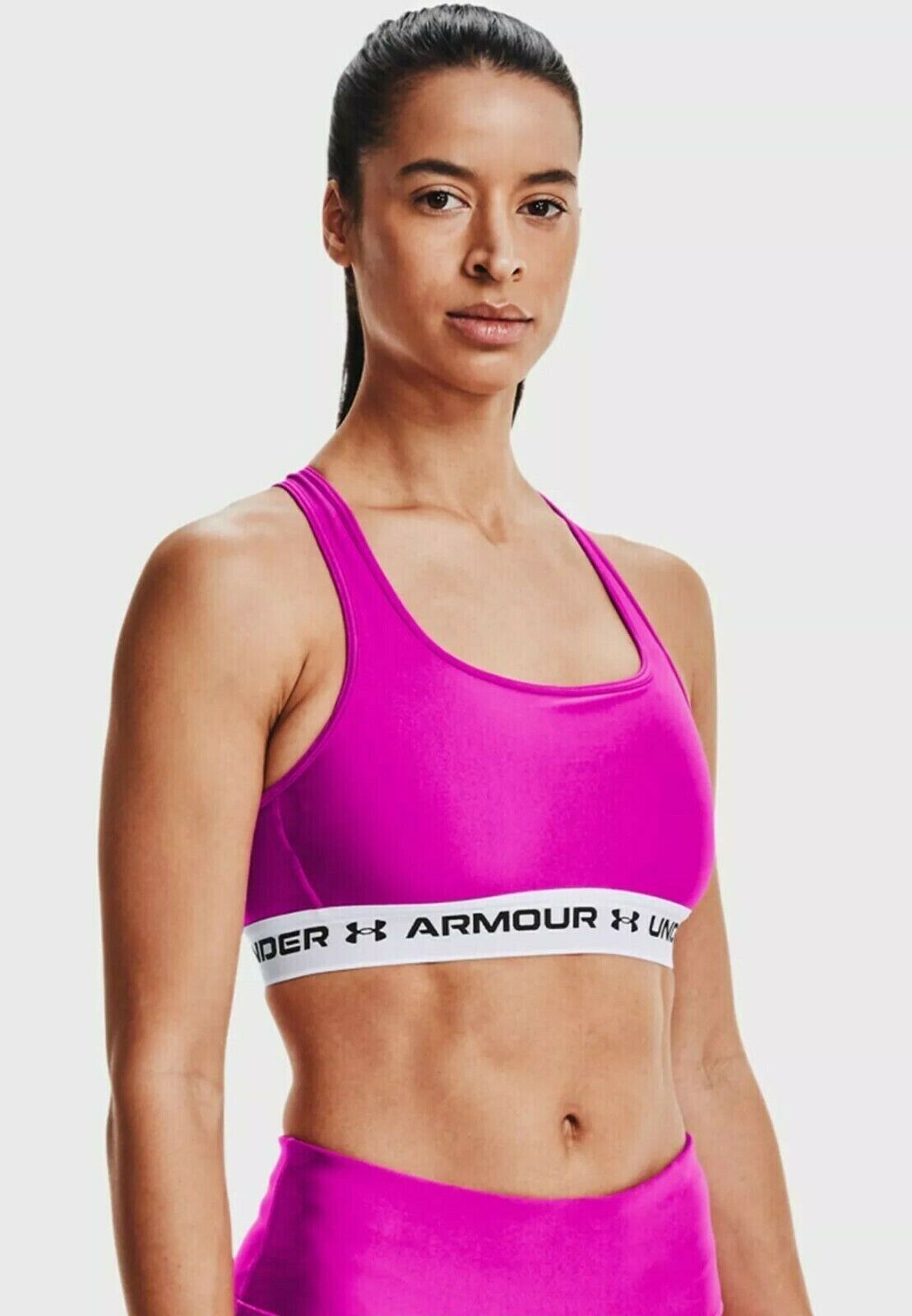 Under Armour Mid Crossback Sports Bra Women's Meteor Pink Sportswear Activewear