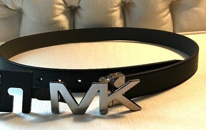 MICHAEL KORS BELT BLACK/GRAY REVERSIBLE SILVER BUCKLE UNISEX MSRP $88.00