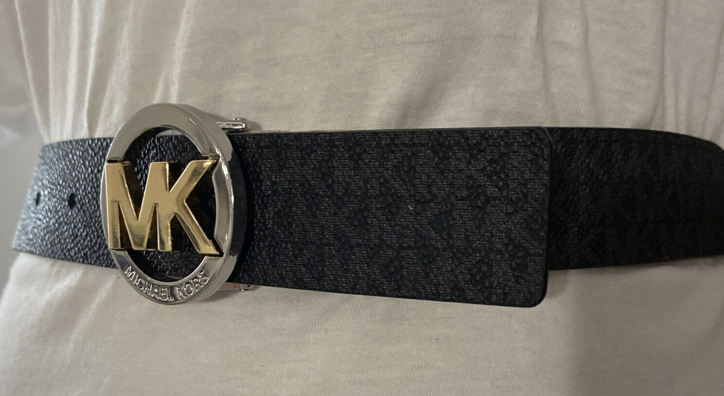 MICHAEL KORS BELT REVERSIBLE BLACK MK LOGO/BROWN TUTONE MK LOGO BUCKLE STYLE!!